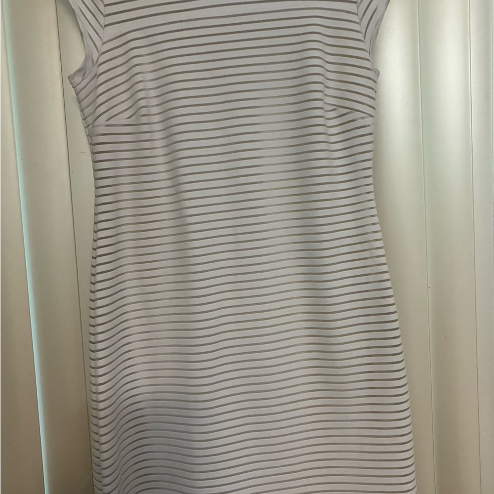 Chic Striped White and Gray Mini Dress